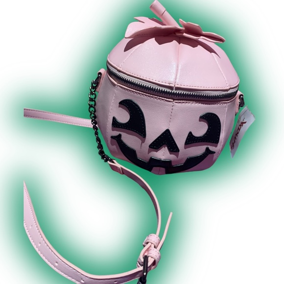 Pink Pumpkin Jack o’ Lantern Crossbody Shoulder Bag NWT - Picture 1 of 8
